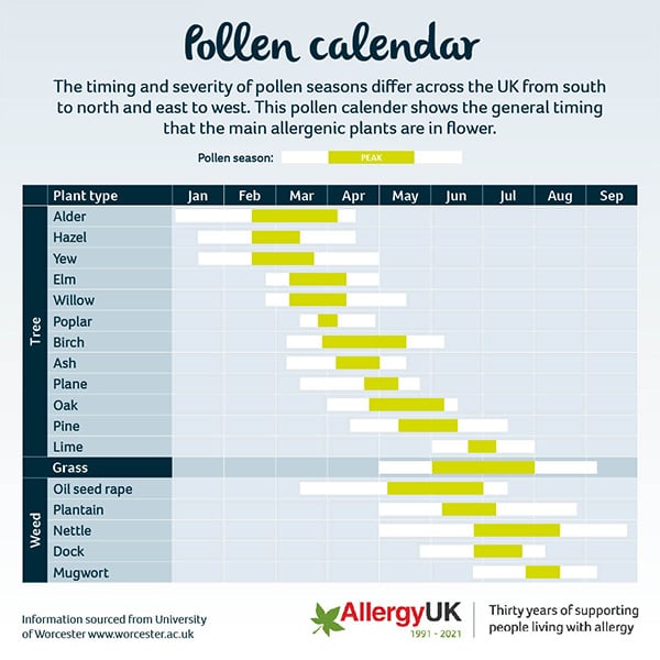 Pollen calendar Kleenex
